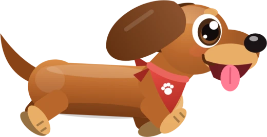 Salchi, perro salchicha café con pañuelo rojo