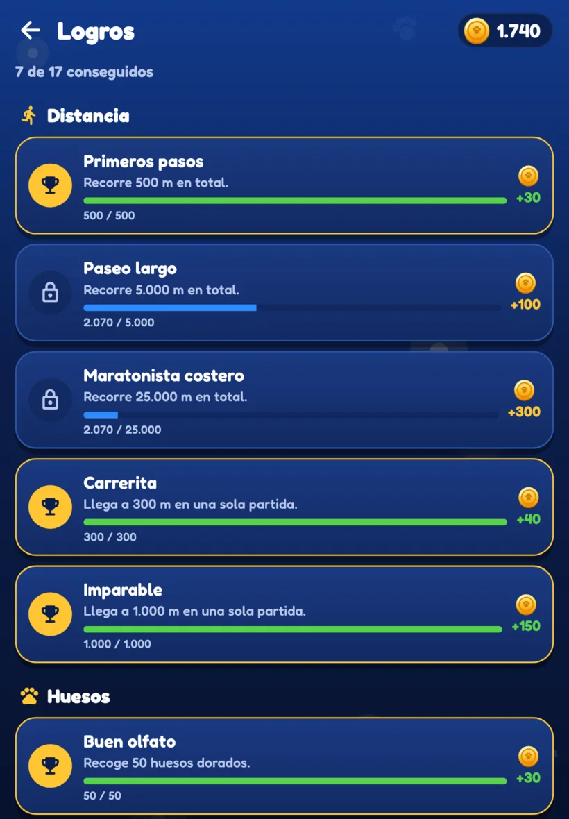 Logros en tableta